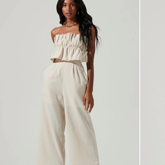 Astr Pants - RUFFLE BUST TIE BACK JUMPSUIT